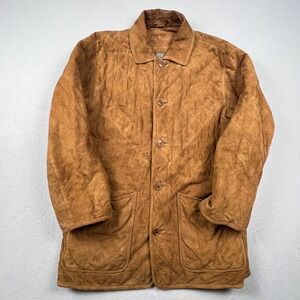 Johnnie Walker Quilted Goat Suede Jacket Mens M Brown Field Coat Outdoor Luxury